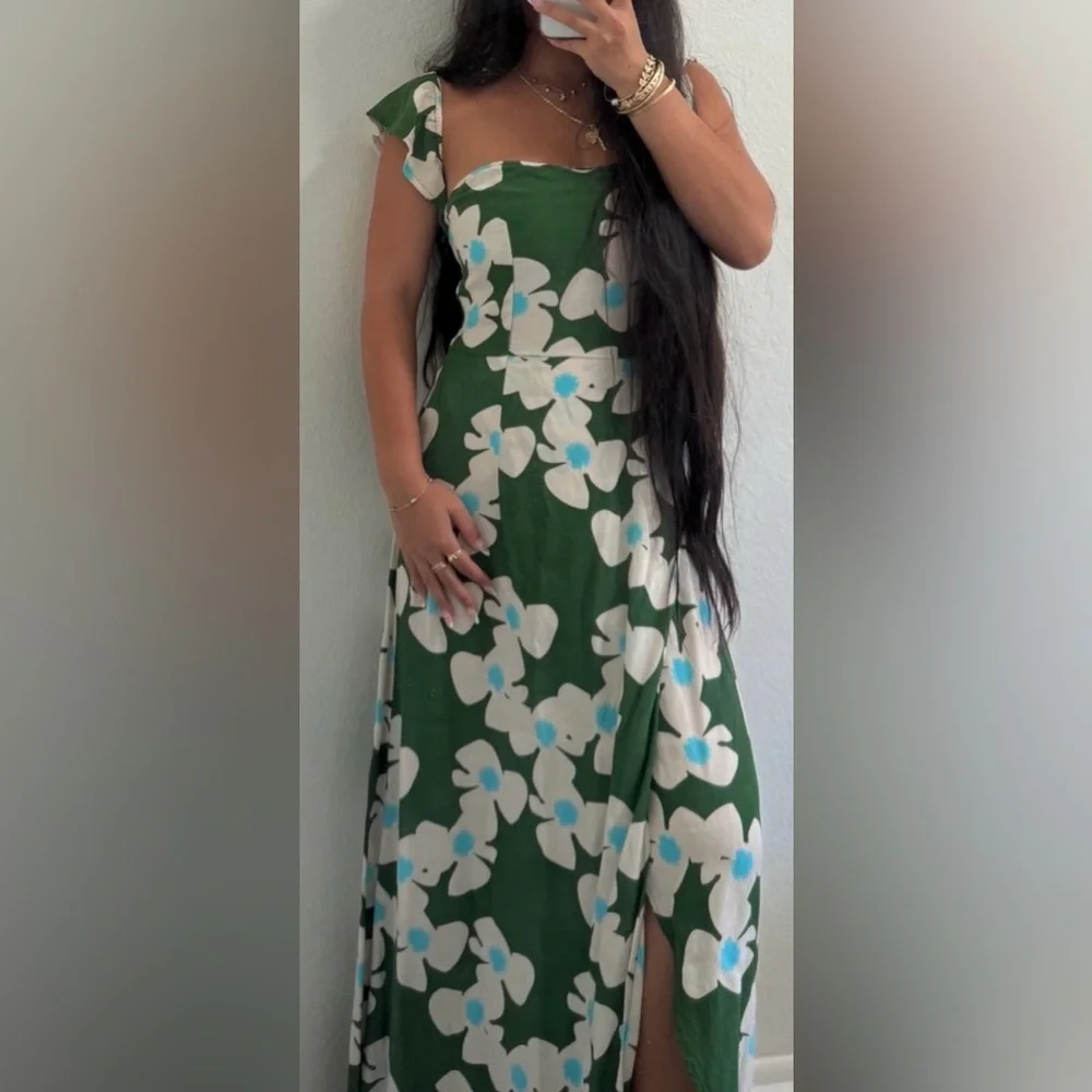 Ava Sky Gorgeous Green Floral Maxi Dress Hawaii 808 Aloha Fighting Eel - Picture 5 of 7